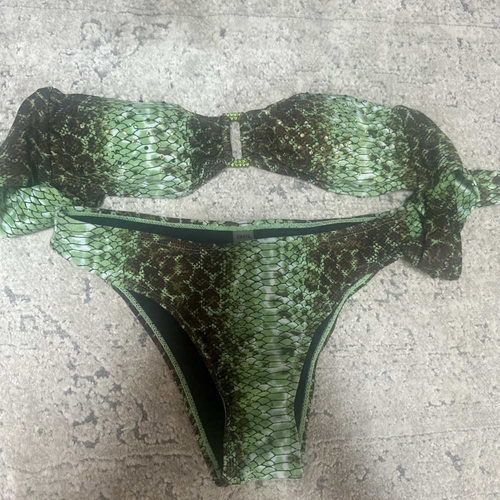 Green Leopard Print Bikini Set - image 2